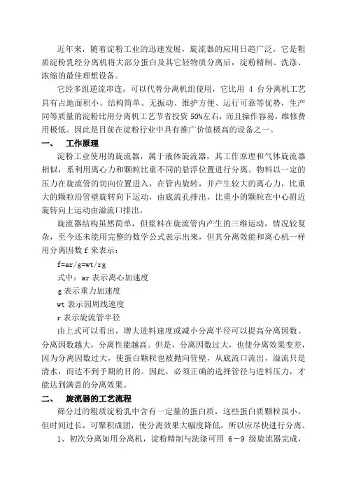 淀粉旋流器工艺说明书