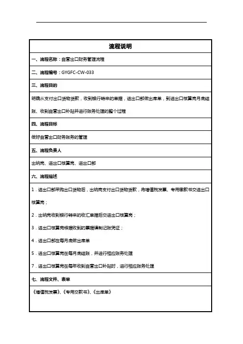 自营出口财务管理流程