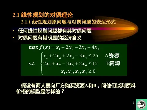 运筹学课件第二章线性规划的对偶理论及其应用