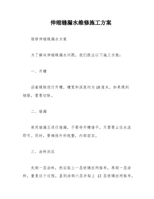 伸缩缝漏水维修施工方案