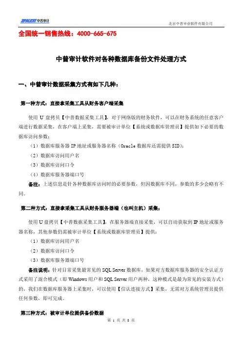 中普审计软件对各种数据库备份文件处理方式