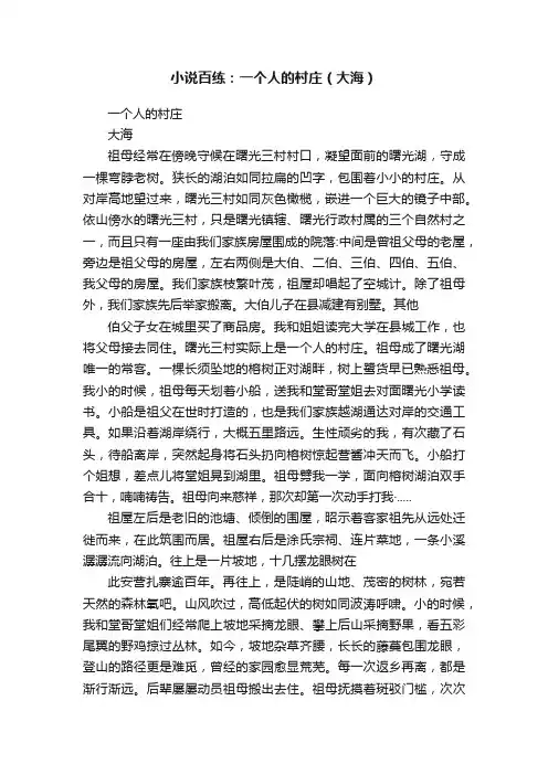小说百练：一个人的村庄（大海）