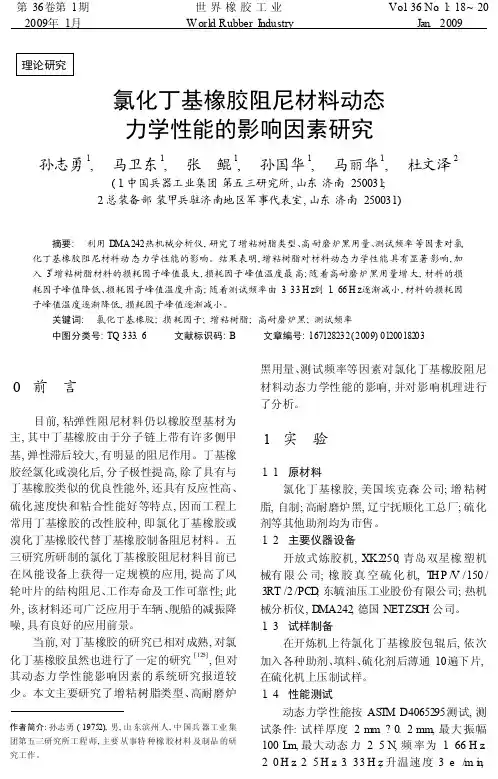 氯化丁基橡胶阻尼材料动态力学性能的影响因素研究