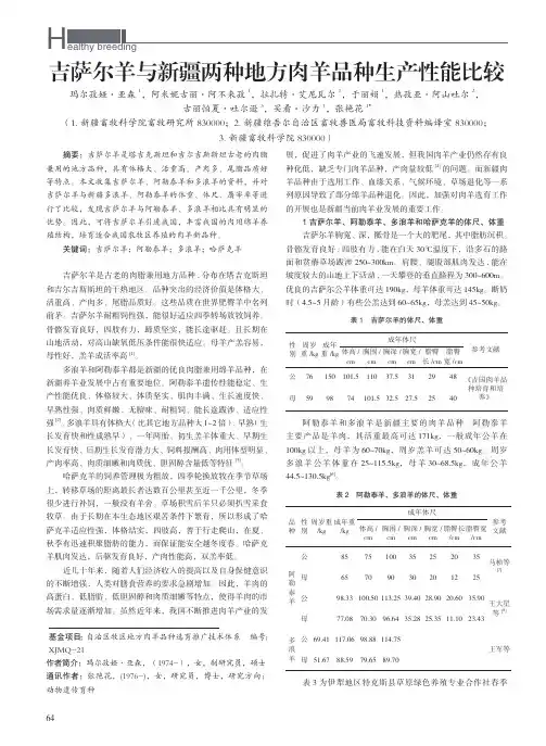 吉萨尔羊与新疆两种地方肉羊品种生产性能比较