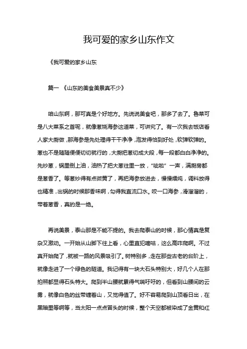 我可爱的家乡山东作文
