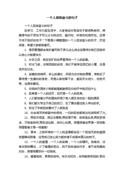 一个人孤独奋斗的句子