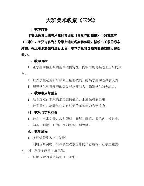 大班美术教案《玉米》
