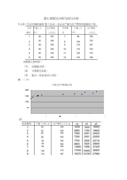第七章相关分析与回归分析