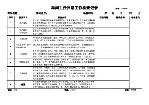 车间主任日常工作检查表