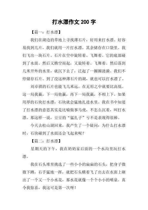 打水漂作文200字