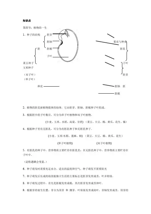 浙教版科学七年级下册期末复习三 (植物的一生)知识点总结+经典例题(有答案解析)