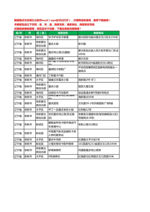 2020新版辽宁省阜新市重卡工商企业公司商家名录名单黄页联系电话号码地址大全20家