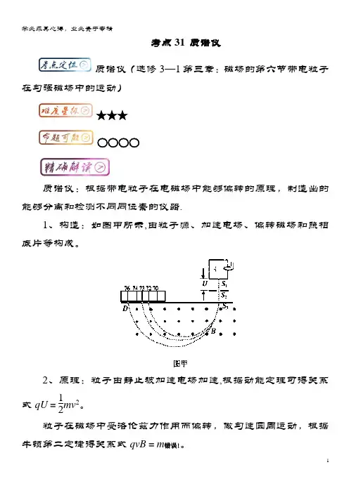 高中物理最基础考点考点1质谱仪1