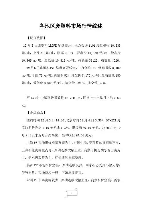2022年各地区废塑料市场行情综述4