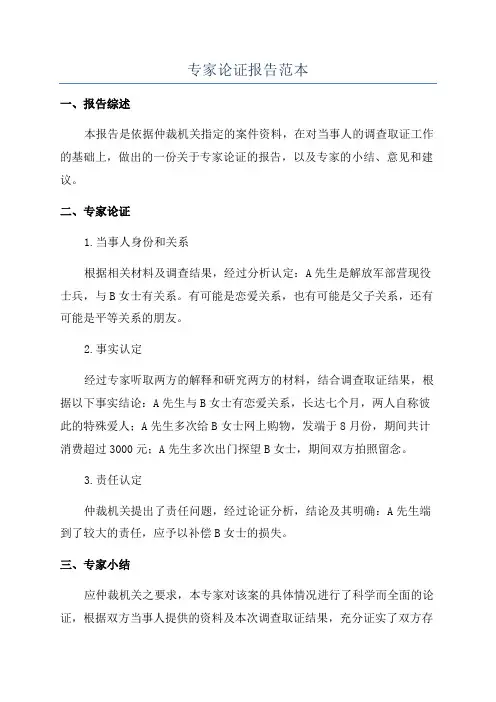 专家论证报告范本