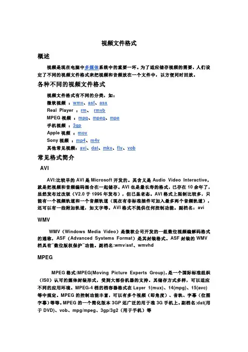 视频文件格式