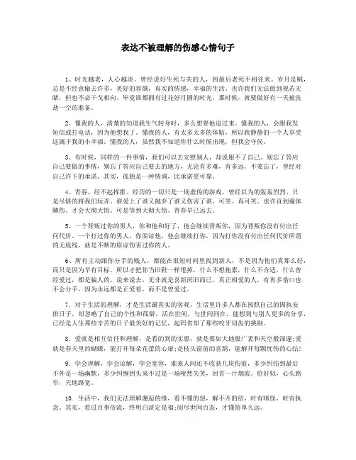 表达不被理解的伤感心情句子