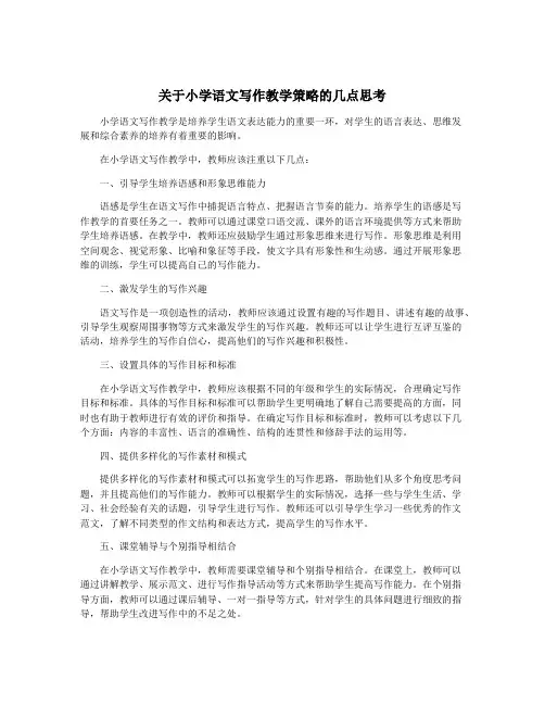 关于小学语文写作教学策略的几点思考