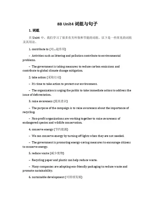 8B Unit4词组与句子