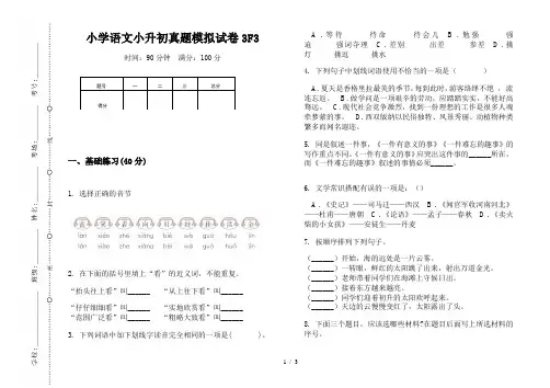 【小学教育】2019最新小学语文小升初真题模拟试卷3F3—8K可直接打印