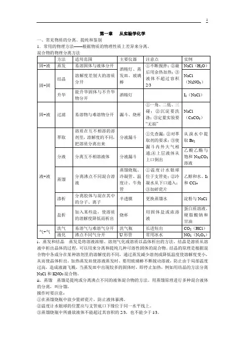 高一化学必修1知识点综合总结整理版【精品】【强烈推荐】[1] 2