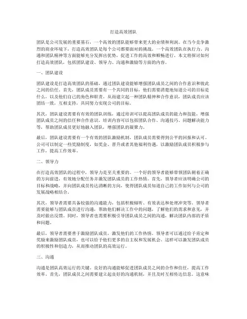 打造高效团队