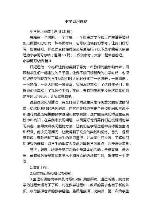 小学见习总结（通用13篇）