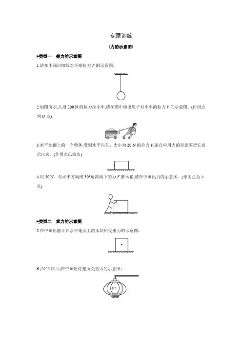 粤沪版物理八年级下册课课练：专题训练：力的示意图(含答案)