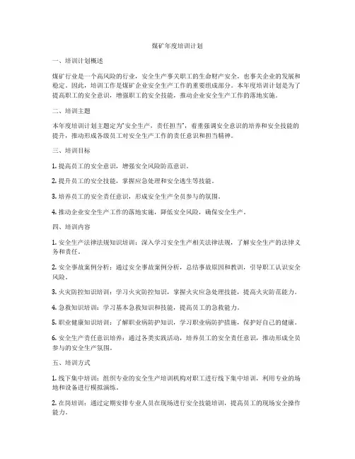 煤矿年度培训计划