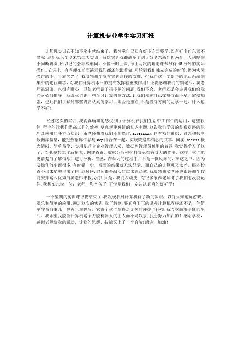 计算机专业学生实习汇报