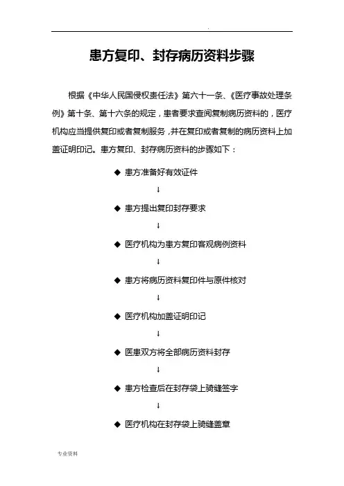 患方复印、封存病历资料步骤