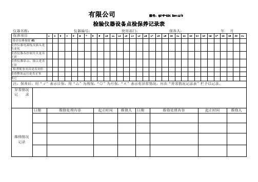 QC-F-024检验仪器设备点检保养记录表