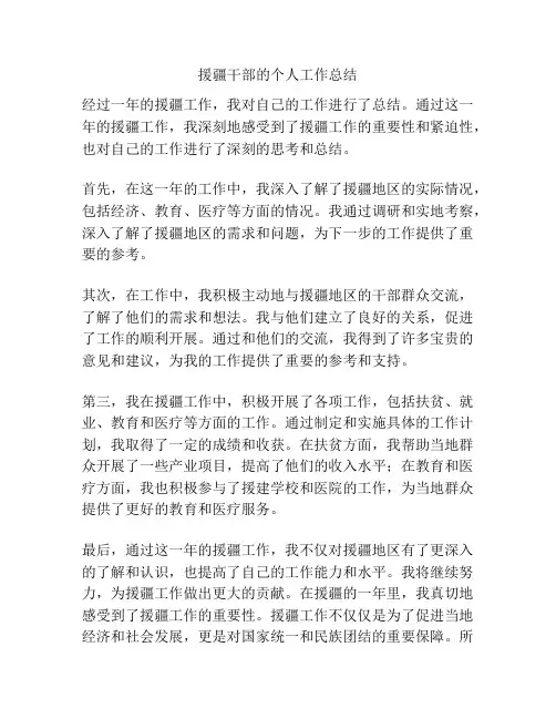 援疆干部的个人工作总结