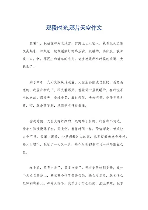 那段时光,那片天空作文