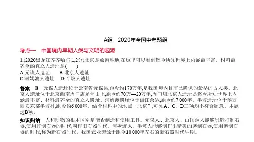 初中历史中考复习 第一单元 中国境内早期人类与文明的起源、早期国家与社会变革 习题课件-2021届