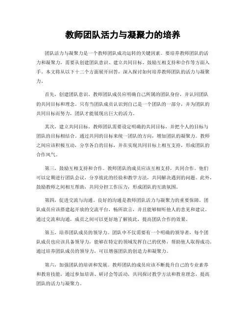 教师团队活力与凝聚力的培养