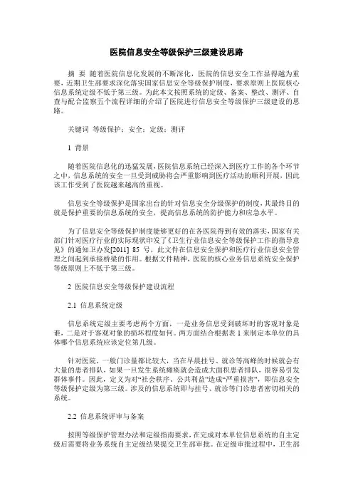 医院信息安全等级保护三级建设思路
