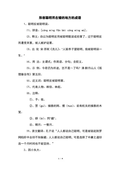 形容聪明用在错的地方的成语