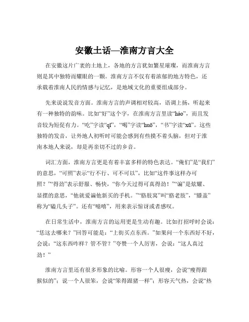 安徽土话—淮南方言大全