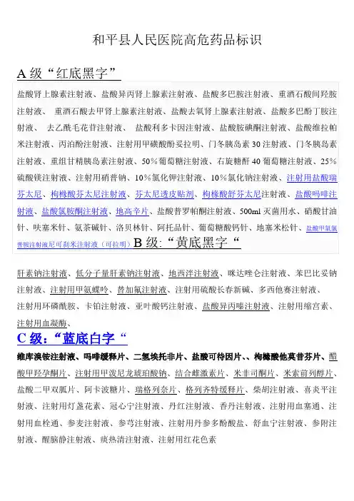 高危药品标识