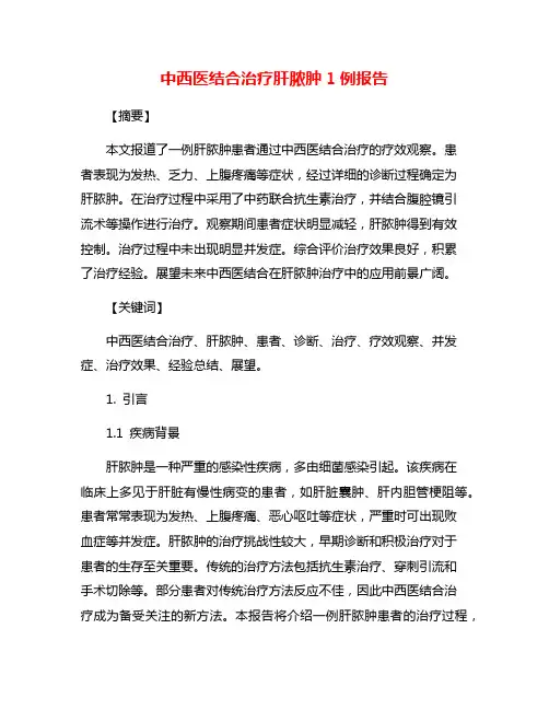 中西医结合治疗肝脓肿1例报告