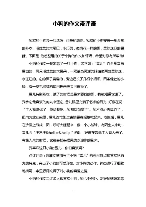 小狗的作文带评语
