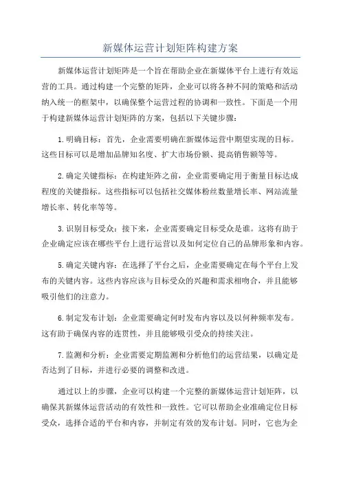 新媒体运营计划矩阵构建方案