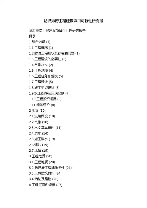 防洪排涝工程建设项目可行性研究报