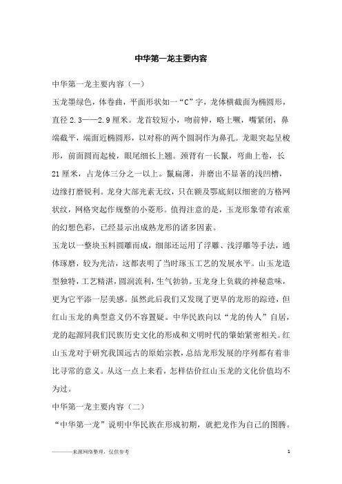 中华第一龙主要内容