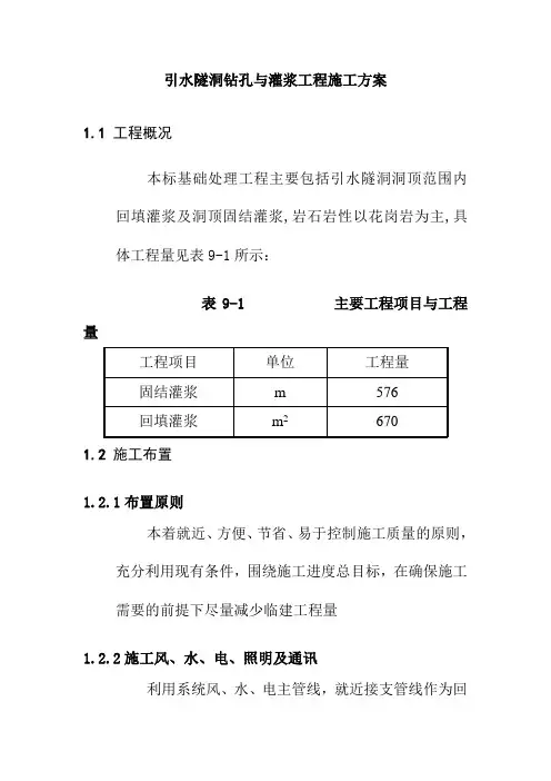 引水隧洞钻孔与灌浆工程施工方案