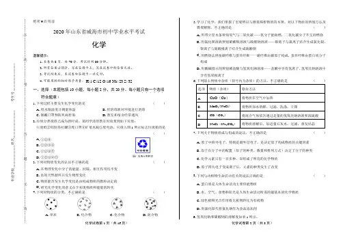 2020年山东省威海中考化学试卷含答案