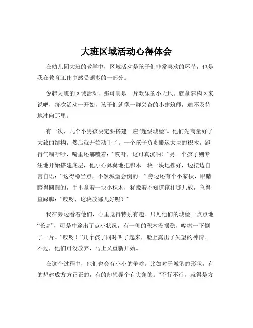 大班区域活动心得体会