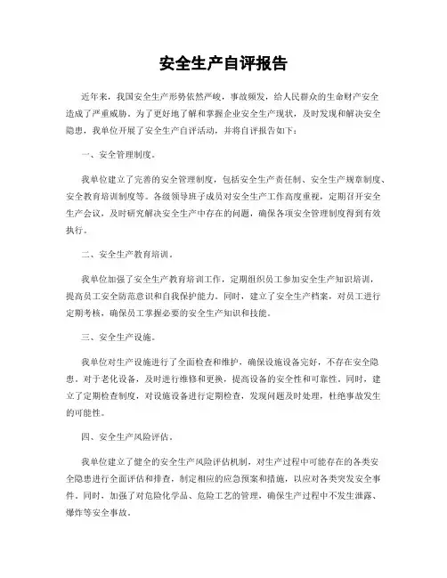 安全生产自评报告