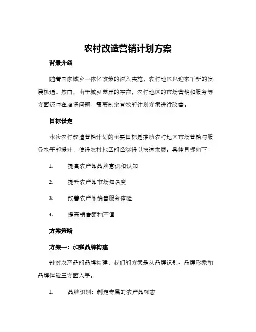 农村改造营销计划方案